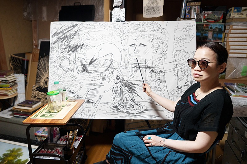 ⾵間サチコ展:⽅丈ルームの1000⾥眼